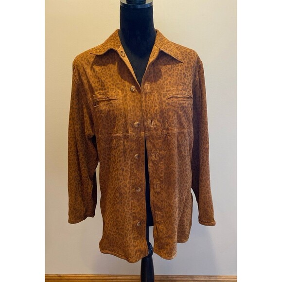Reversable Womens Jacket ? Suede Brown & Cheetah Print other Side Sz ? Large - Picture 9 of 12